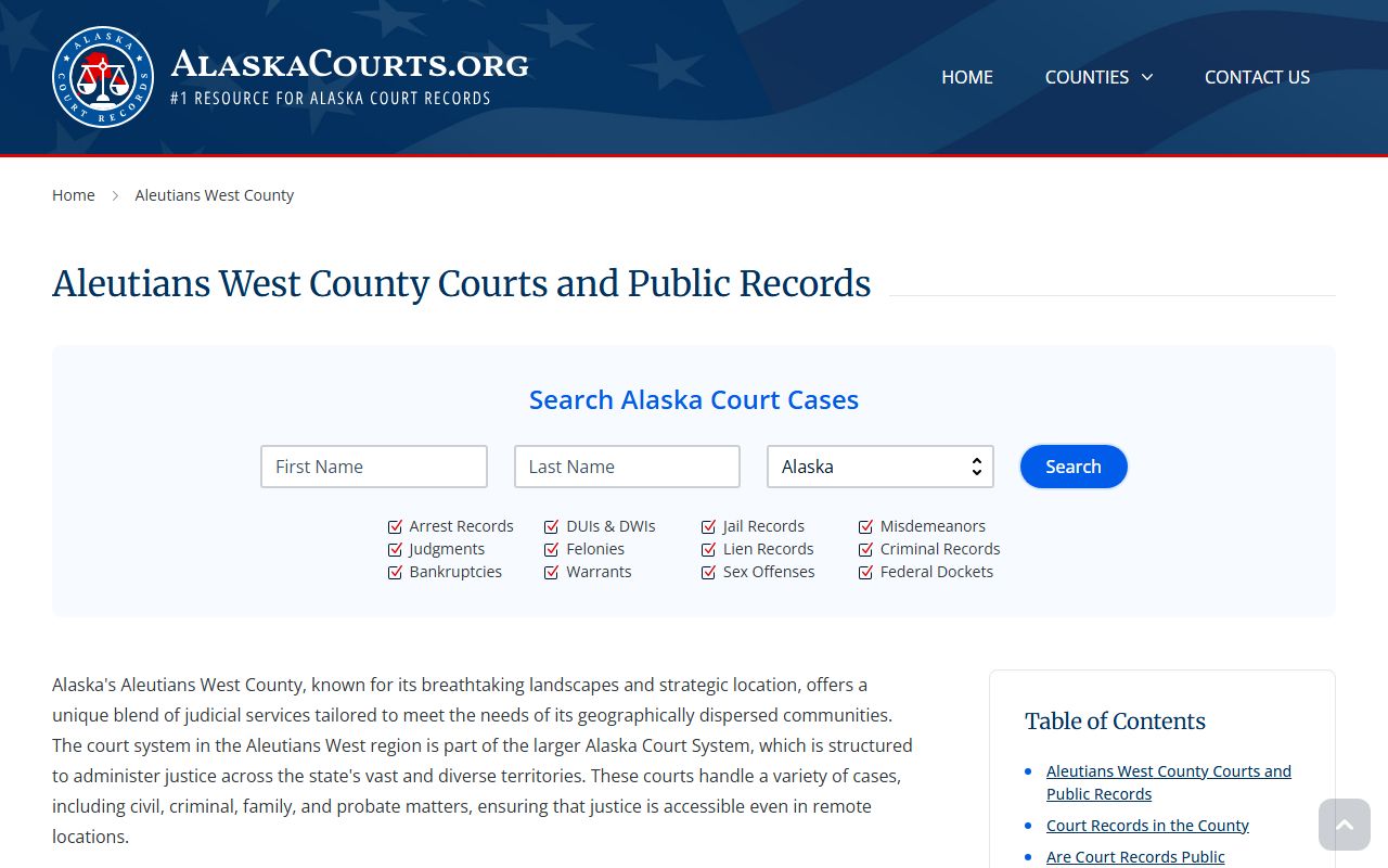 Aleutians West Census Area Court Records