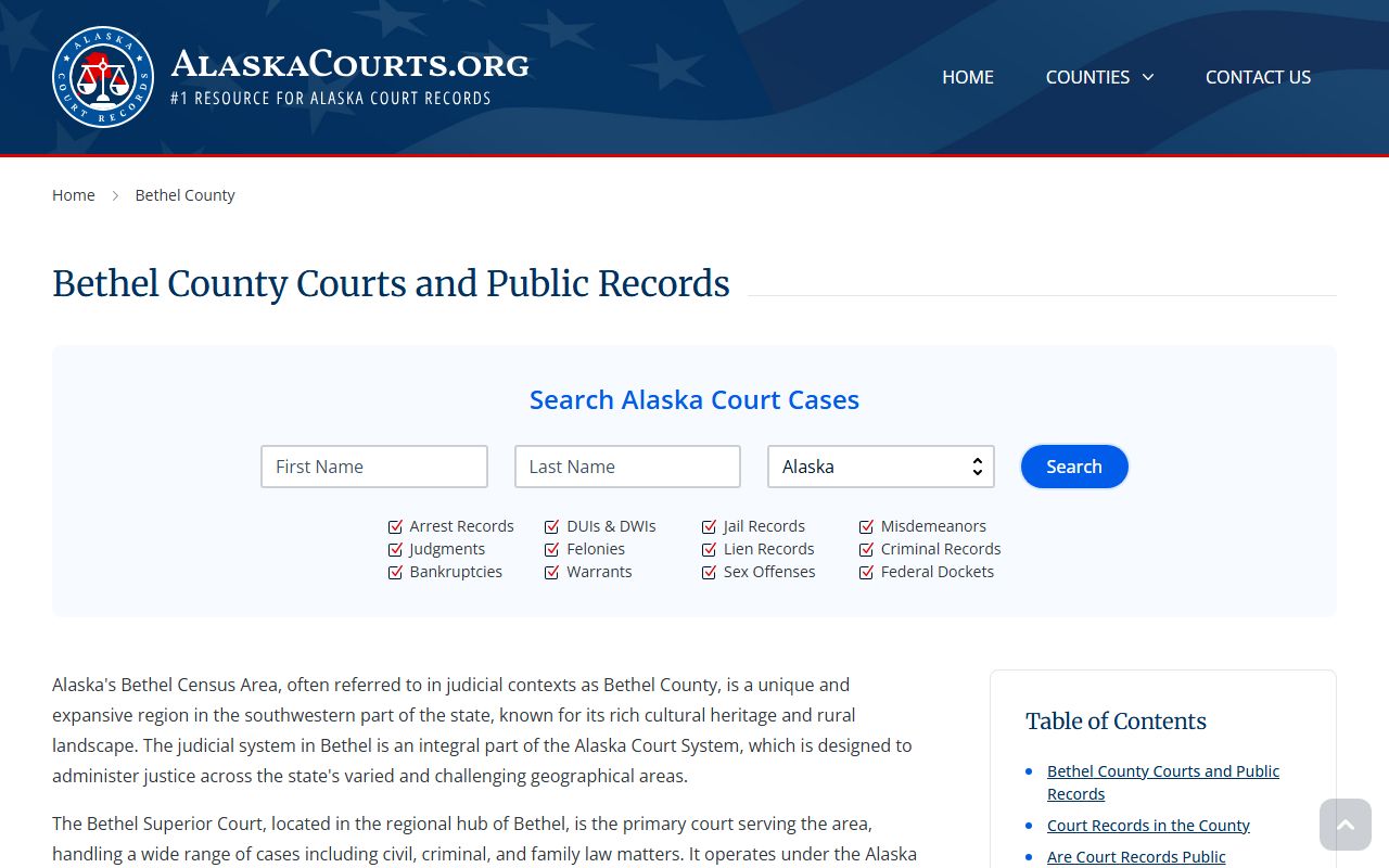 Bethel Census Area Court Information