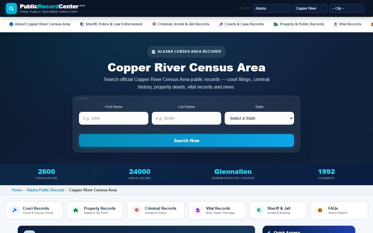Copper River Census Area Records Guide