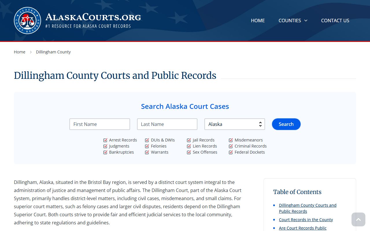 Dillingham Census Area Court Information