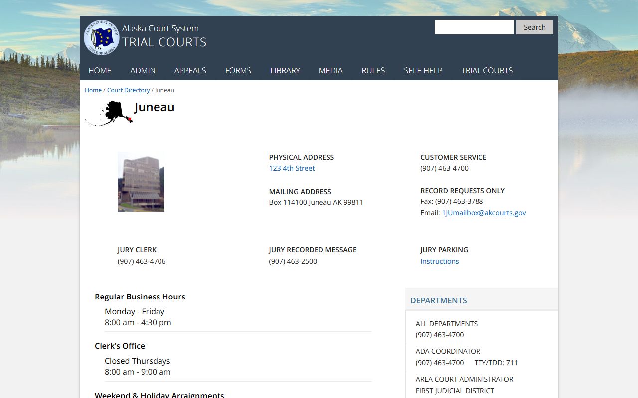 Alaska First Judicial District Juneau court directory